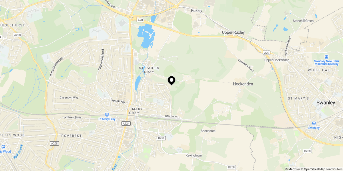 Approximate location of Chalk Pit Avenue, Orpington, BR5 3JJ