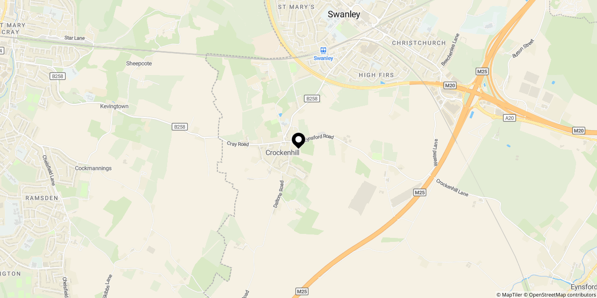 Approximate location of Eynsford Road, Crockenhill, Swanley, BR8 8JT