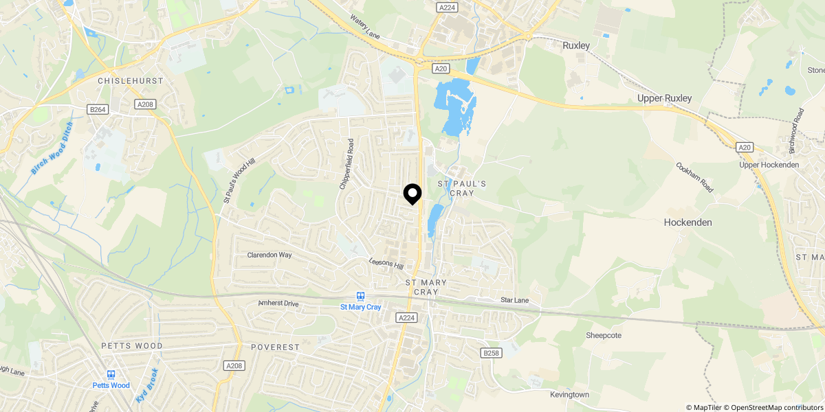 Approximate location of Vernon Close, Orpington, BR5 3AS
