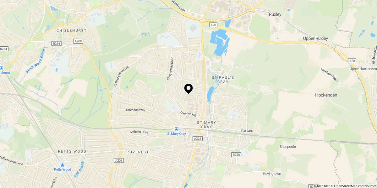 Approximate location of Pleasance Road, Orpington, BR5 3AR