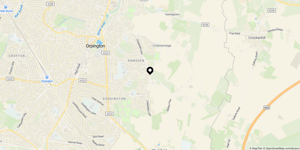 Approximate location of Westwell Close, Orpington, BR5 4QU